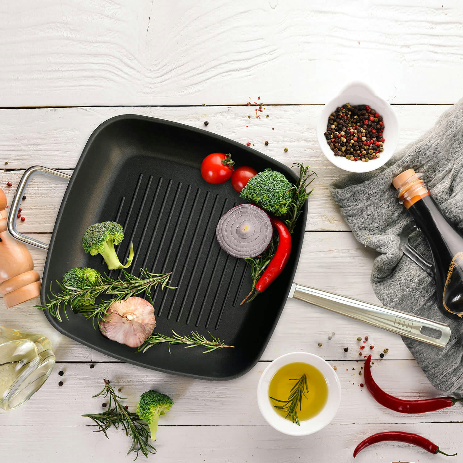 PREMIUM COAT - Grill en acier inoxydable recouverte de téflon D28cm