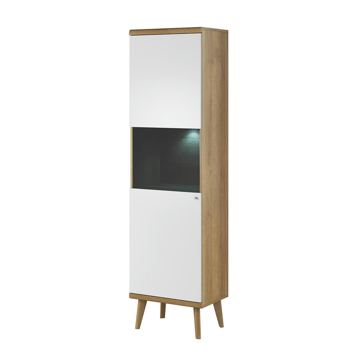 - Vitrine 1 porte naturelle et blanche