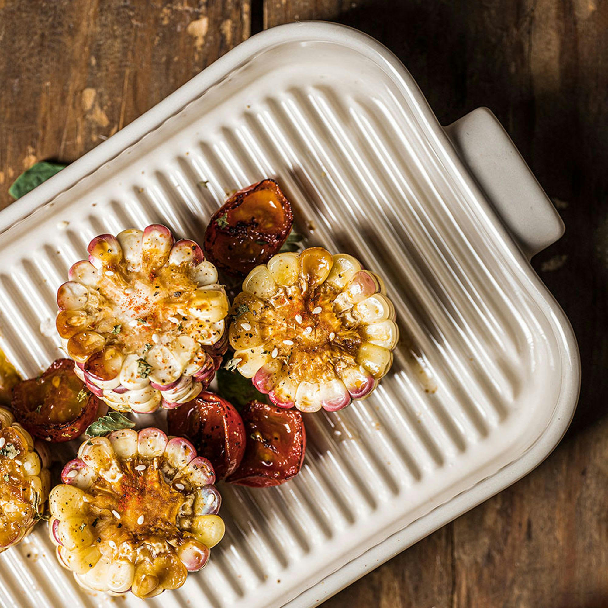 OCTAVE - Plat à four grille en grès beige