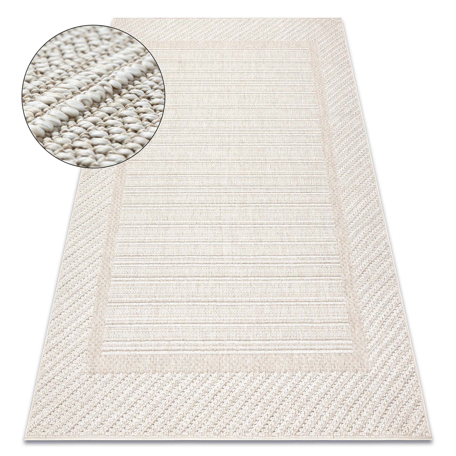 Dywan JERSEY 19261 beż - Ramka pętelkowy, strukturalny BOHO 60x100 cm