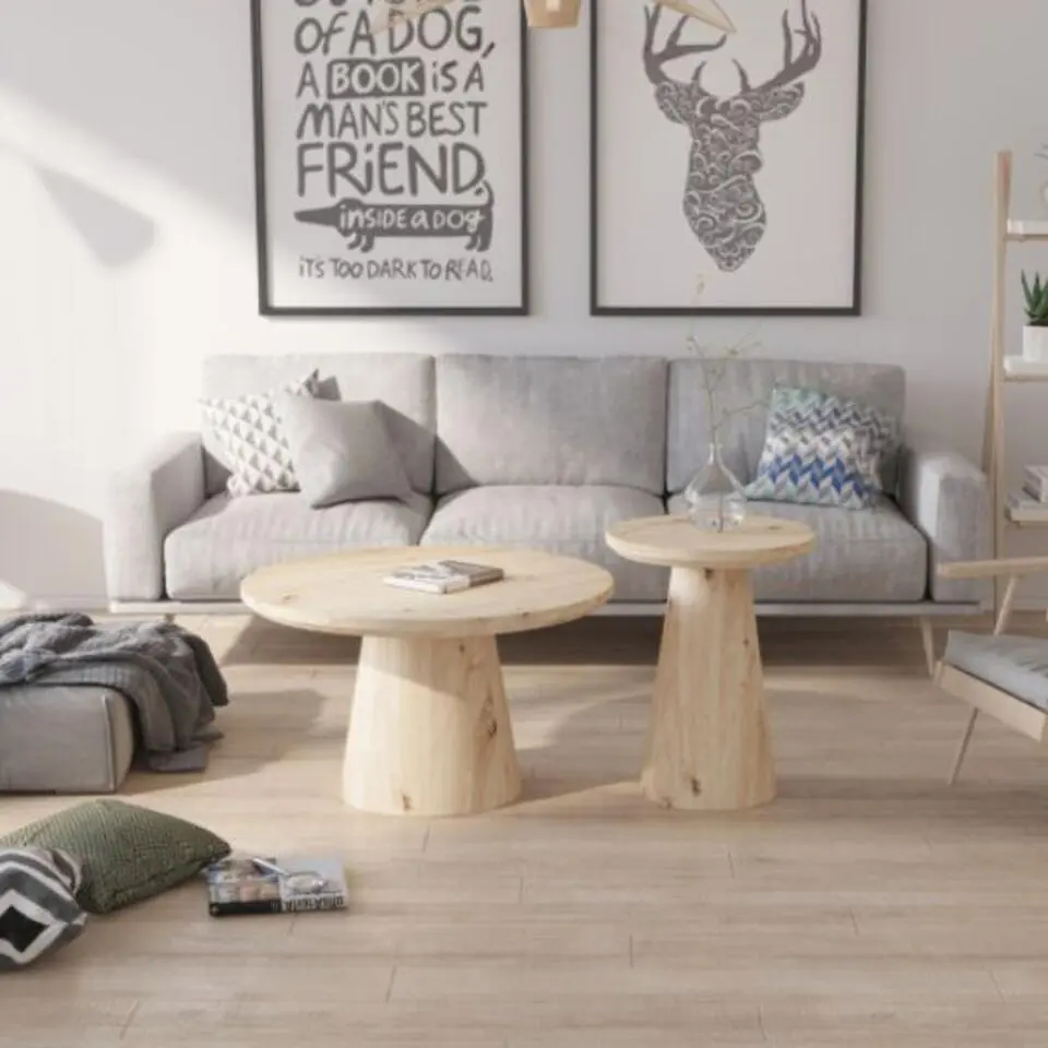 Salontafel Lukas - &Oslash;80 x 45 cm - Old Oak-design