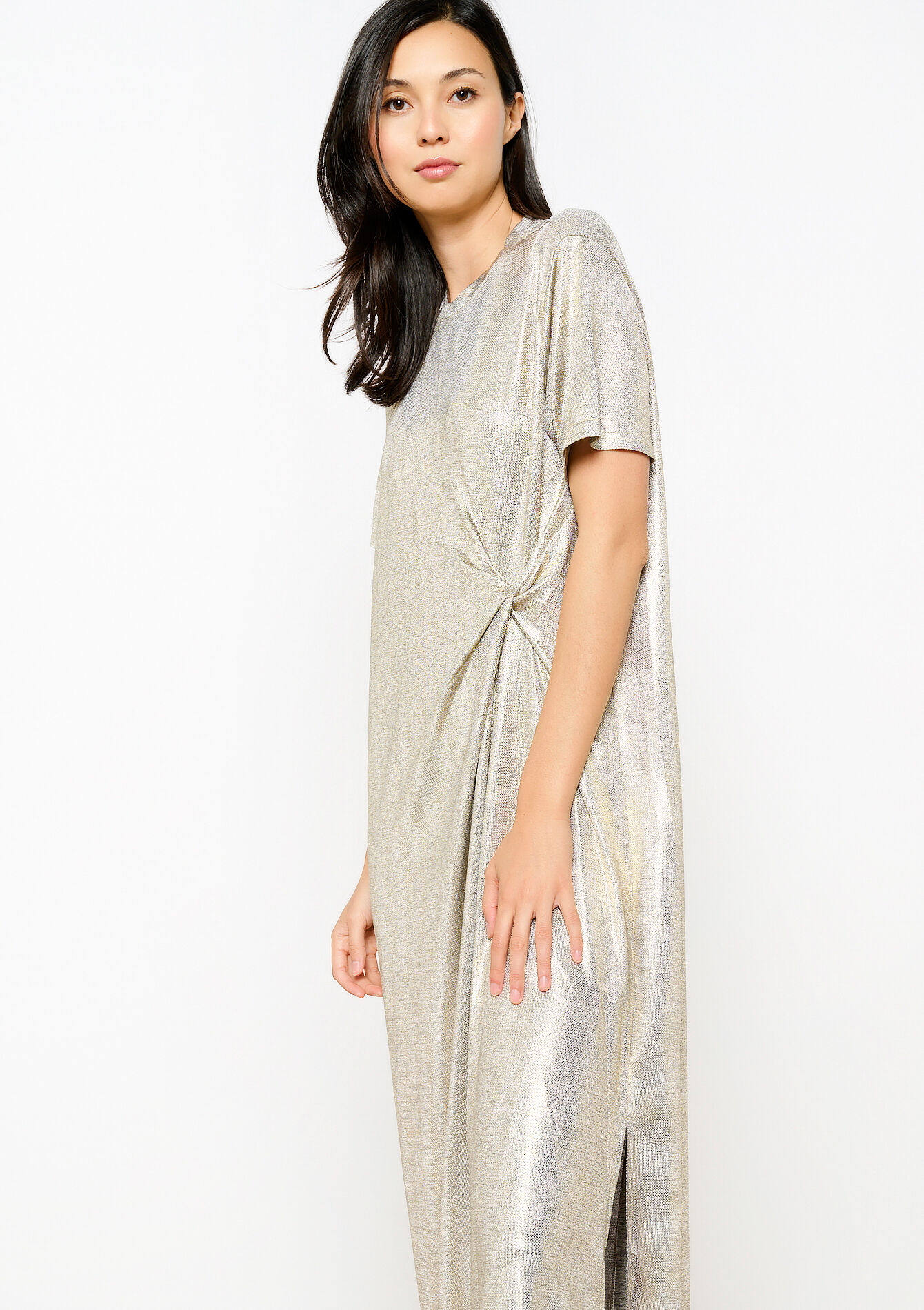 Metallic midi-jurk