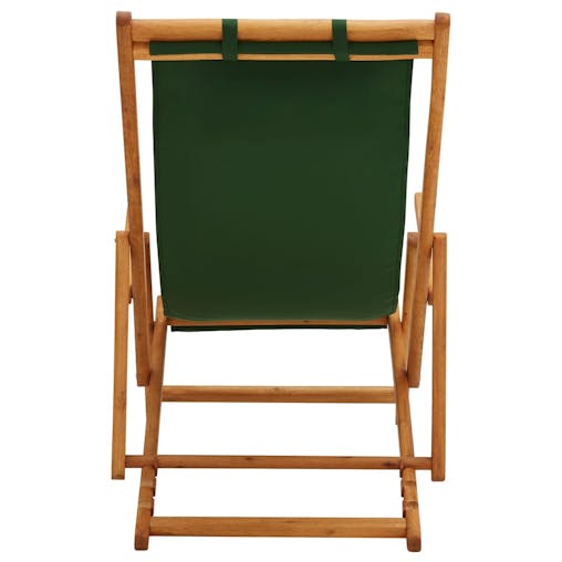 NNEVL Folding Beach Chair Solid Eucalyptus Wood and Fabric Green
