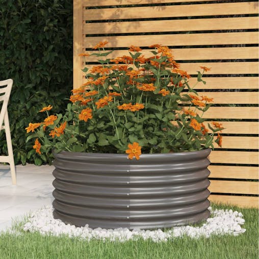NNEVL Garden Planter Powder-coated Steel 80x80x36 cm Grey