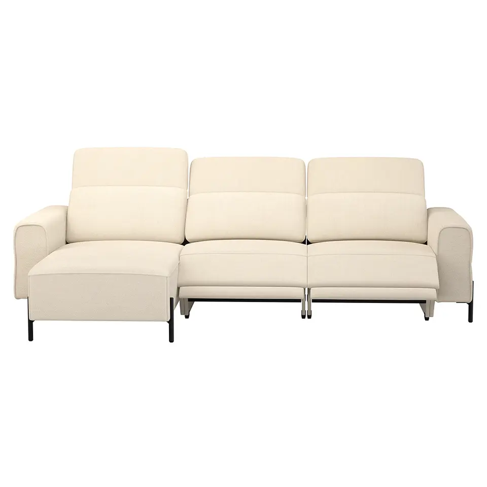 Hoekbank Dave links - elektrisch verstelbaar - cr&egrave;me