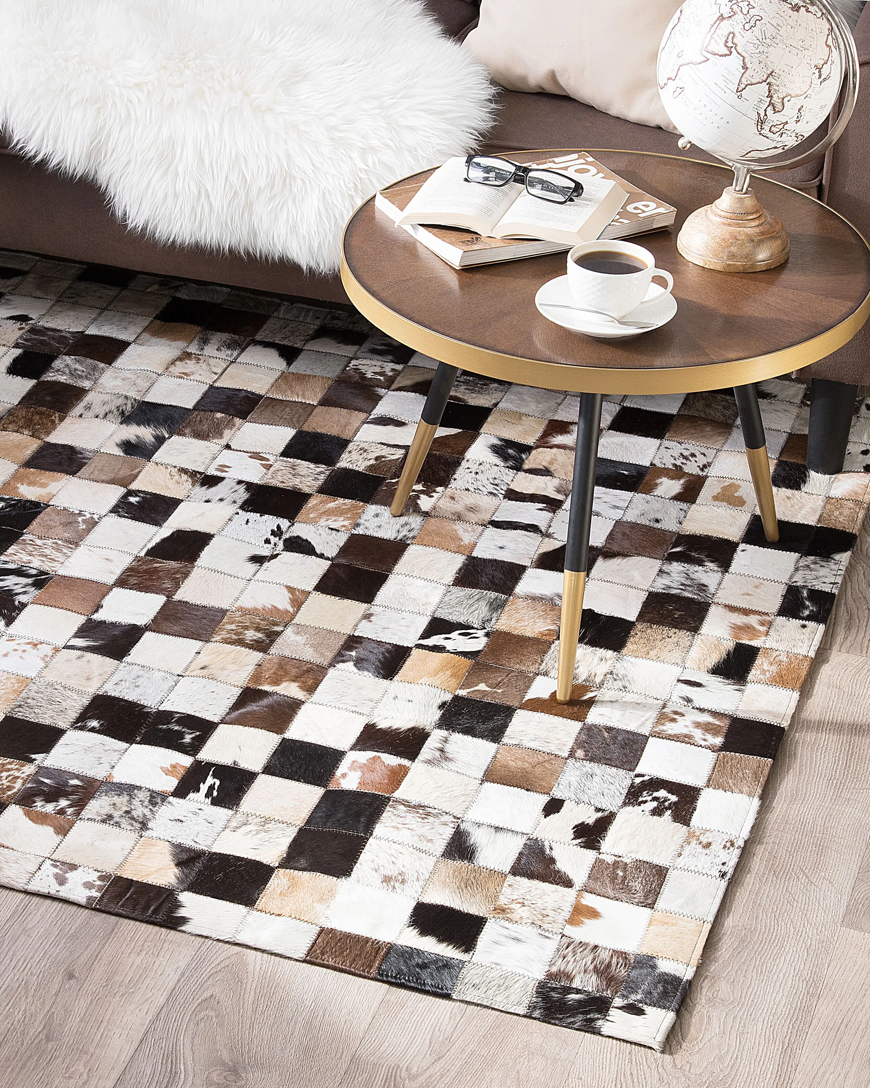 Rug CERLI White 160 x 230 cm Leather