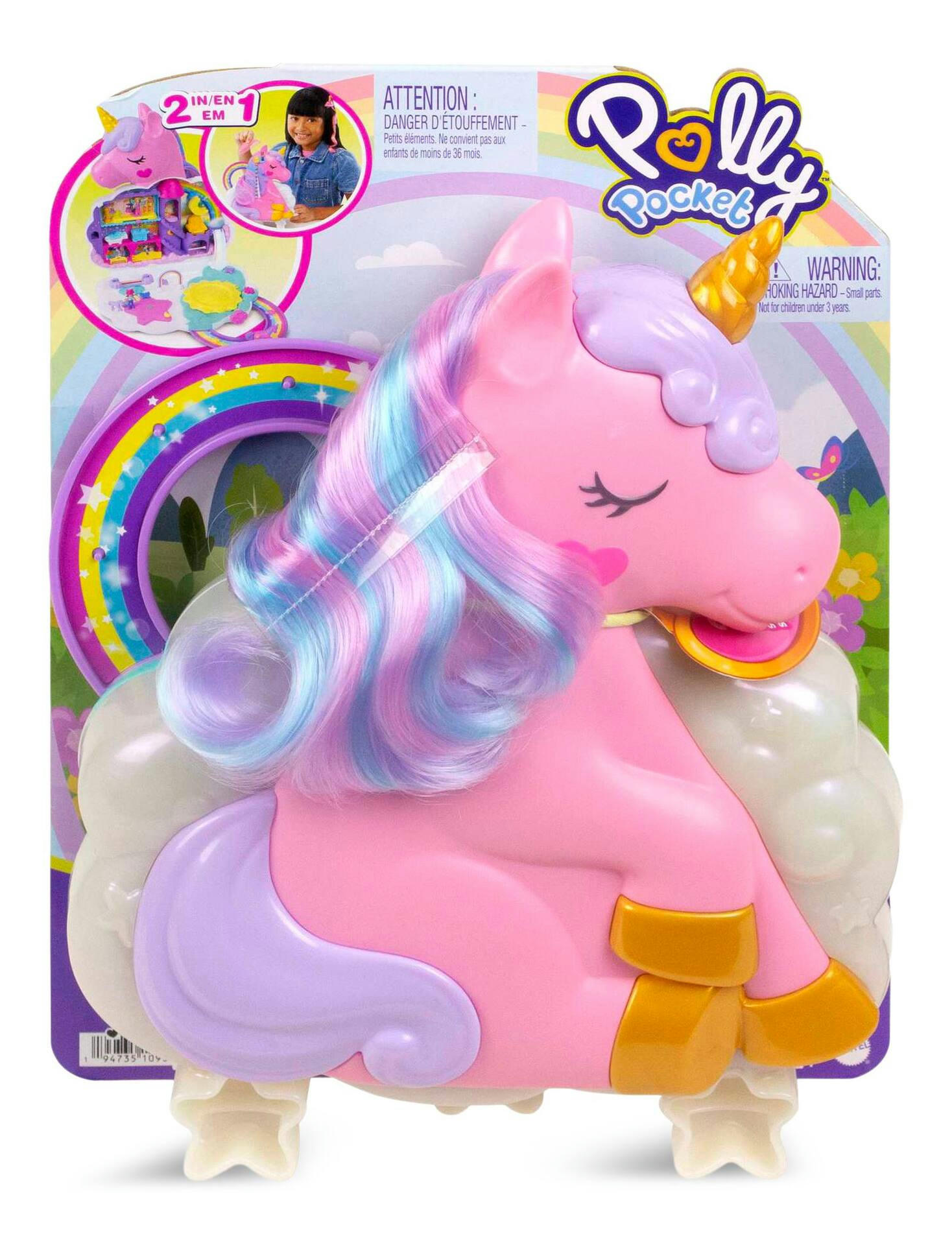 Polly Pocket Rainbow Unicorn Salon, Ages 4+