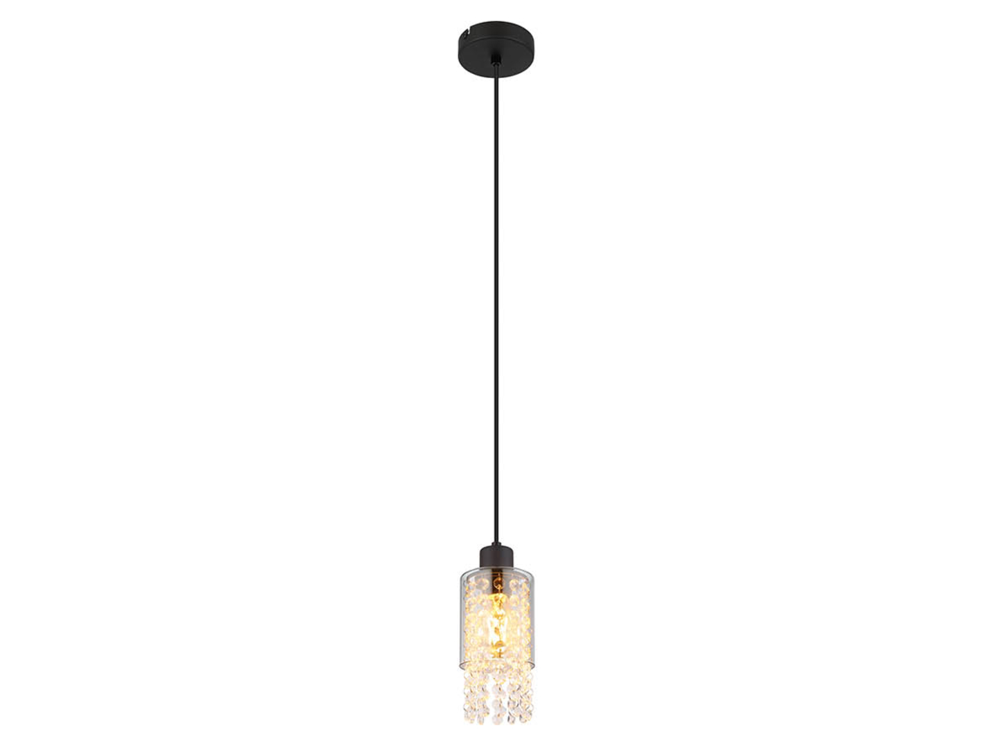 Lampa wisząca Backey metalowo-szklana czarno-srebrna