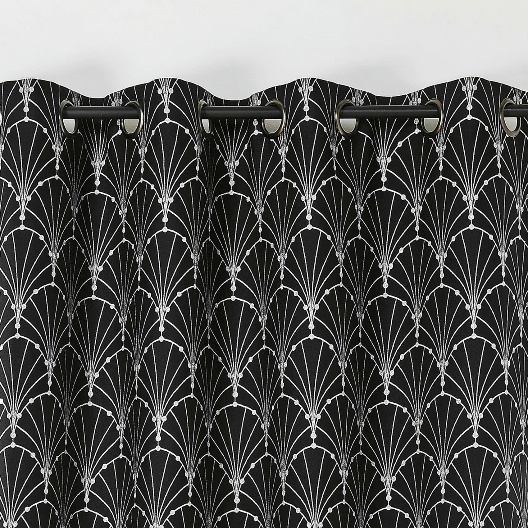 - Rideau aux impressions métallisées polyester argent 140x260 cm