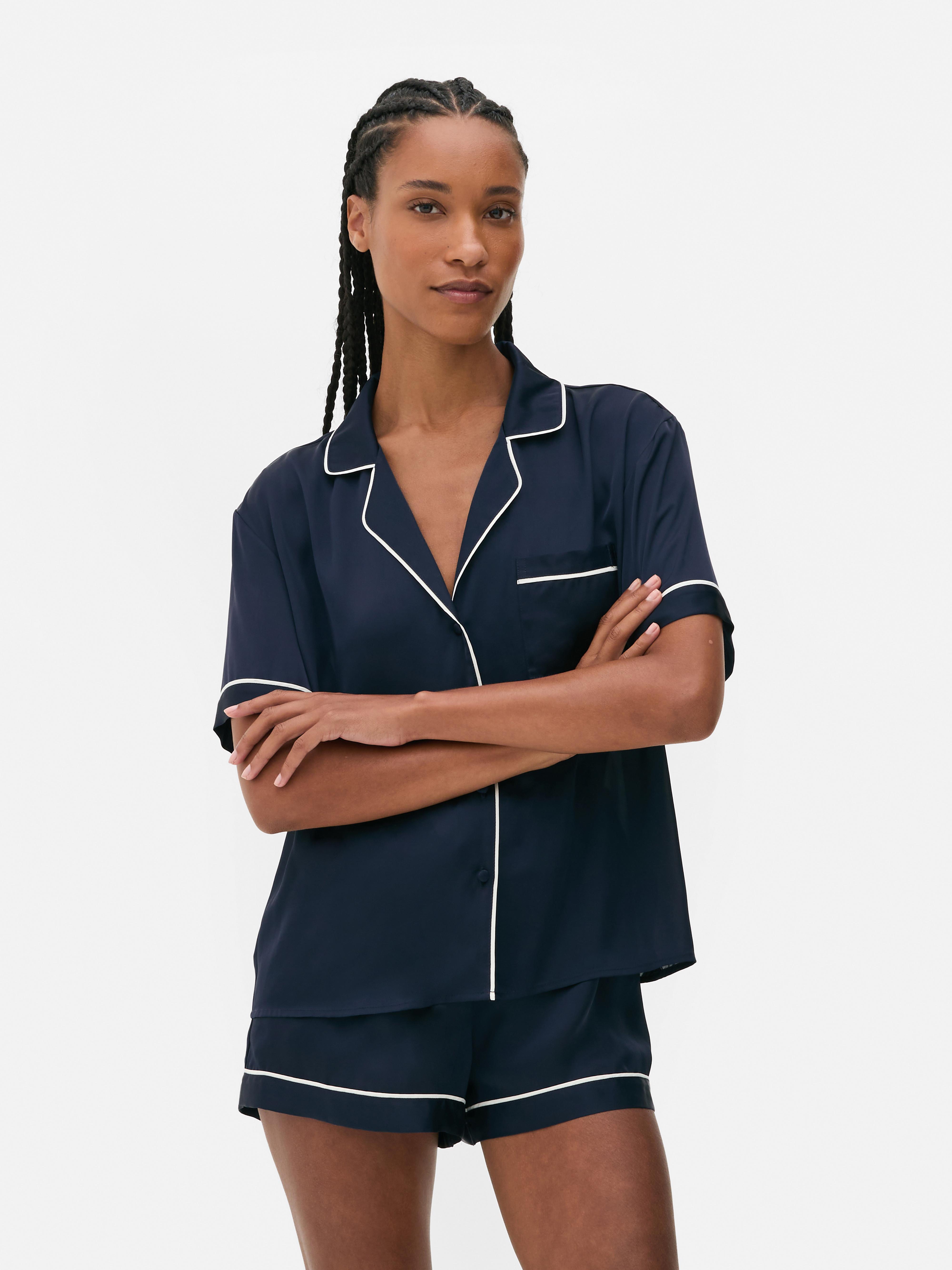 Satin Boyfriend Short Pajama Set