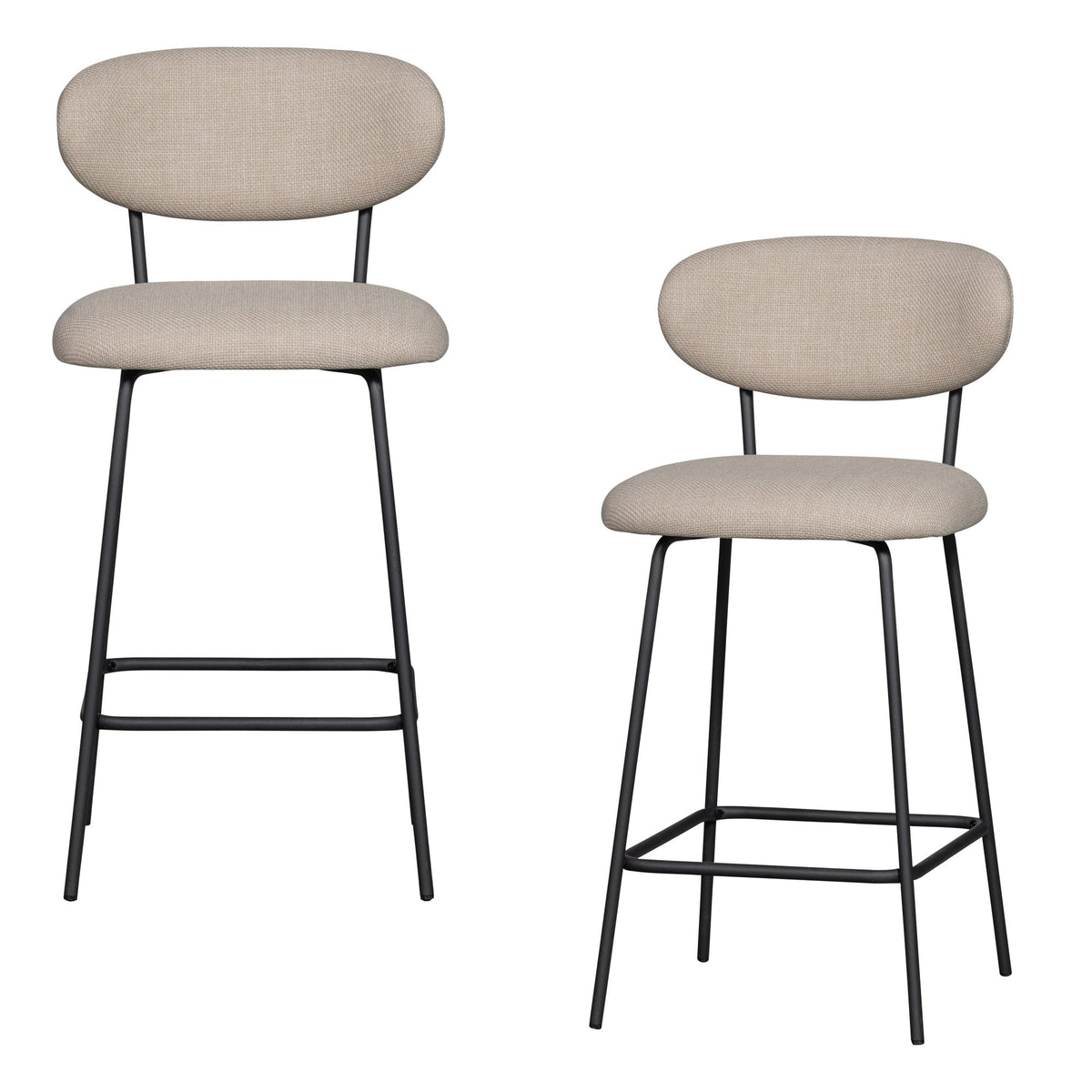 WOOOD barstoel Kjeld - Polyester - Naturel - Set van 2