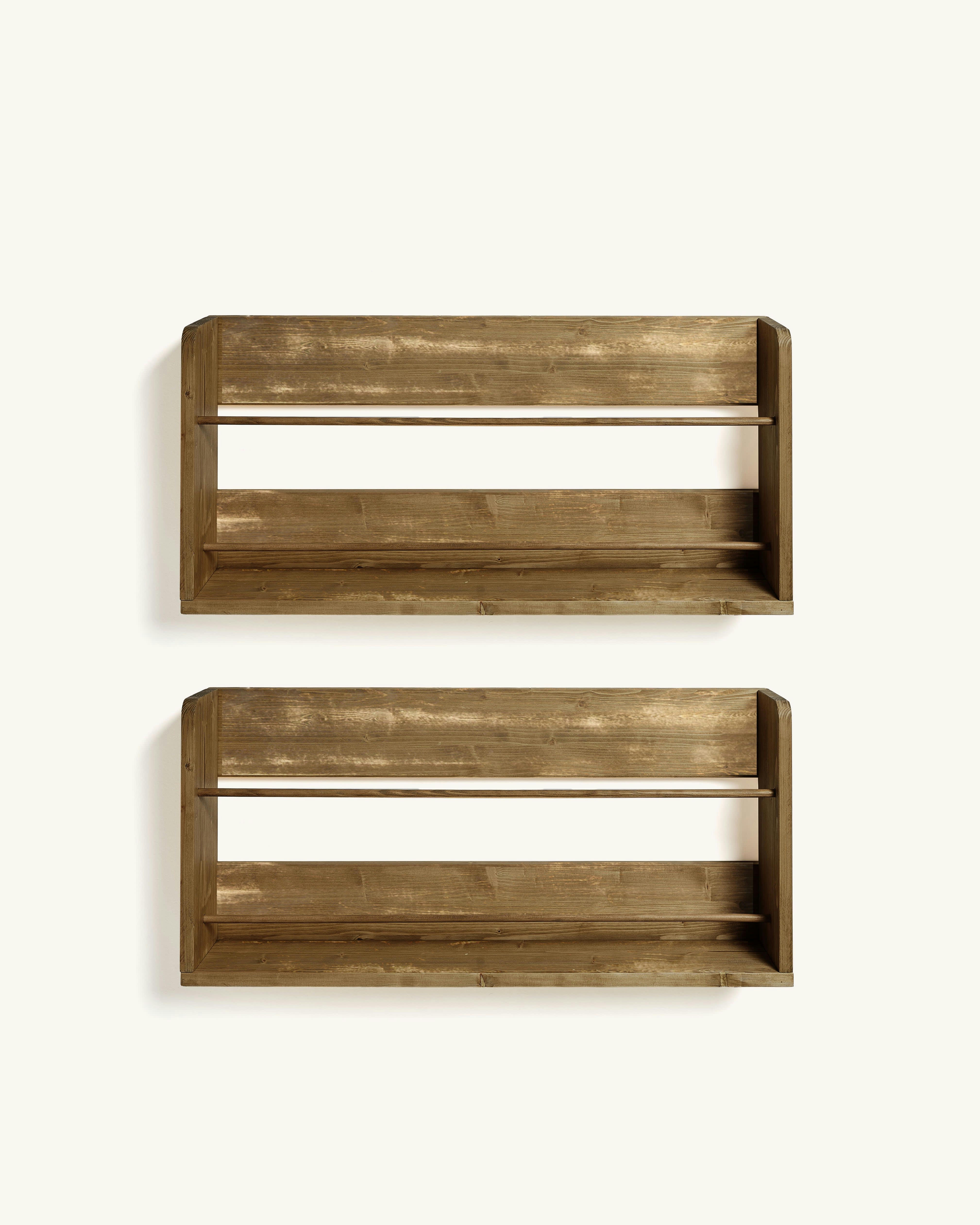EHUD - Etagère murale pour chaussures en bois (2 unités) en marron vieilli