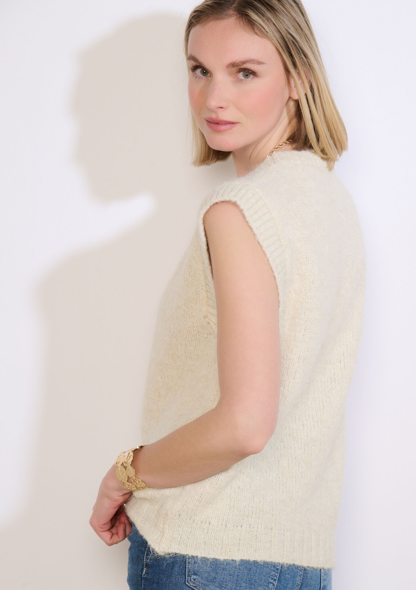 Mouwloos gebreid top