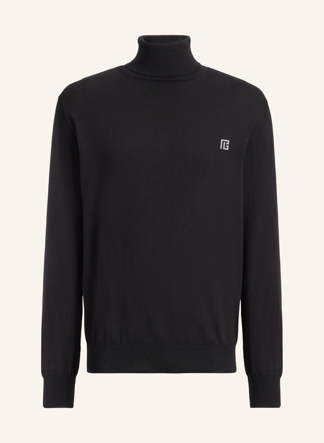 BALMAIN PB Rollkragenpullover aus Baumwolle und Seide