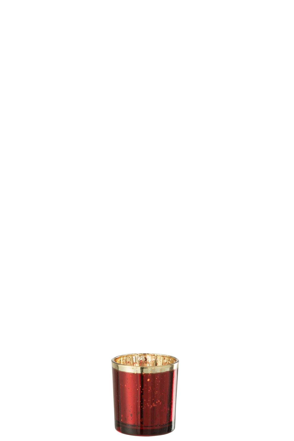 J-Line windlicht Rand - glas - goud/rood - small - 6 stuks