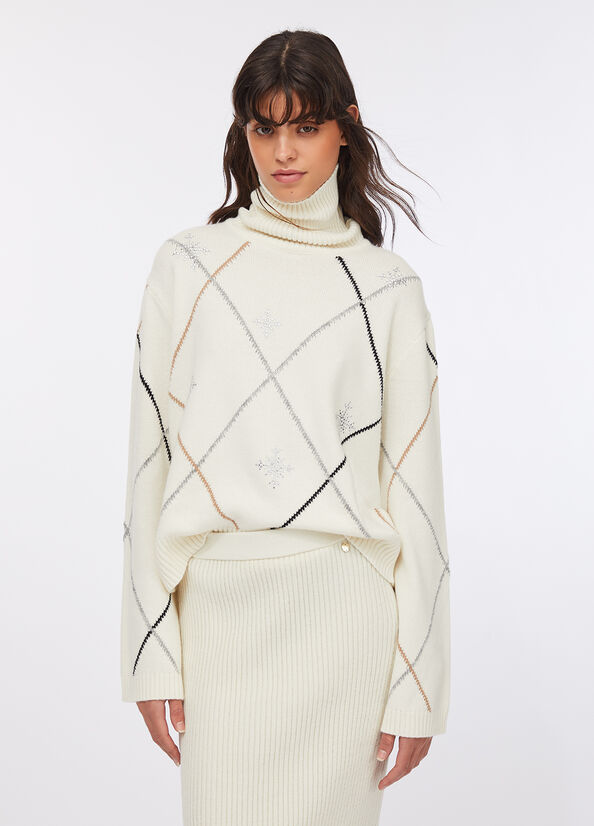 Dolcevita jacquard con strass