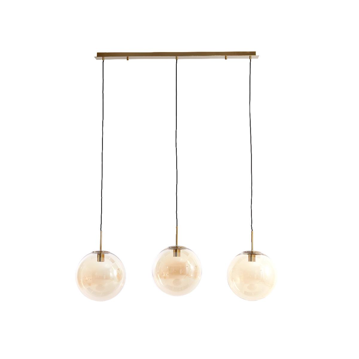 Light & Living - Medina hanglamp 3L - glas amber goud