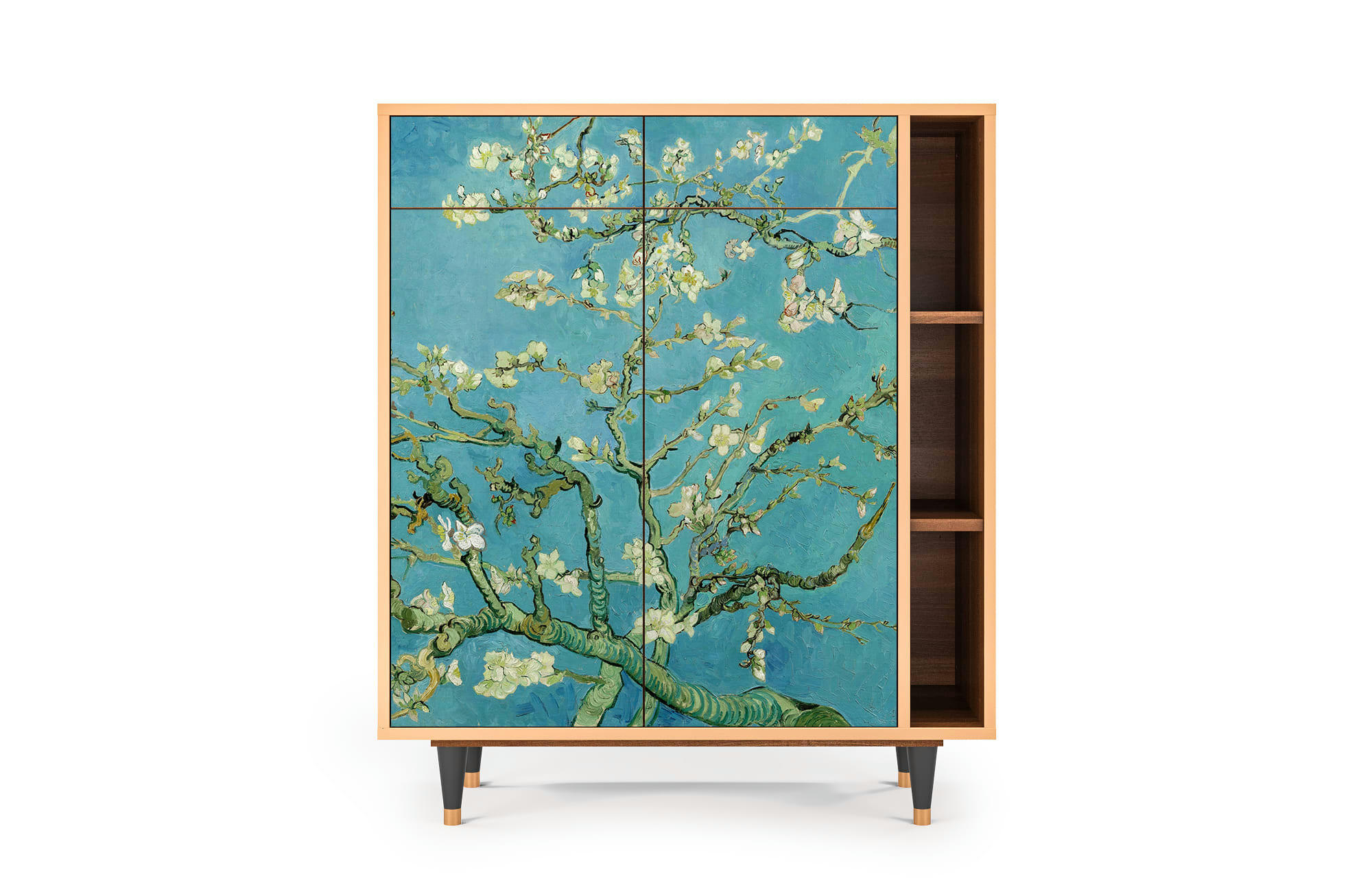 ALMOND BLOSSOM BY VAN GOGH - Buffet  bleu 2 tiroirs et 2 portes L 94 cm