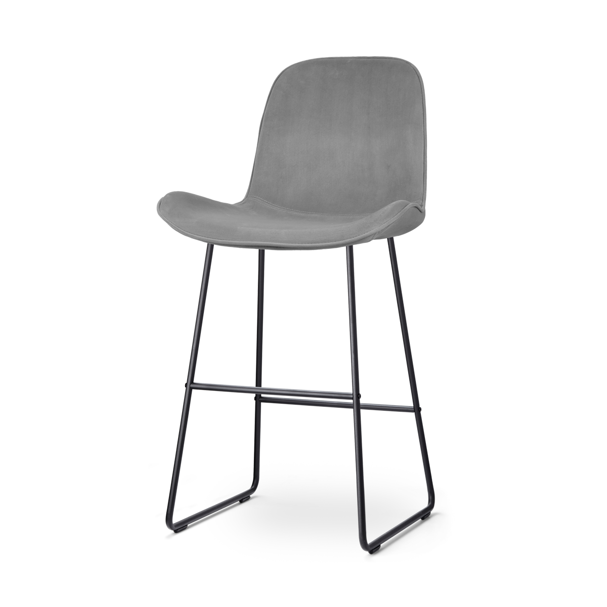 Nolon Nino-Fé Barkruk Grijs - Velvet - Zwart Onderstel - 75 cm