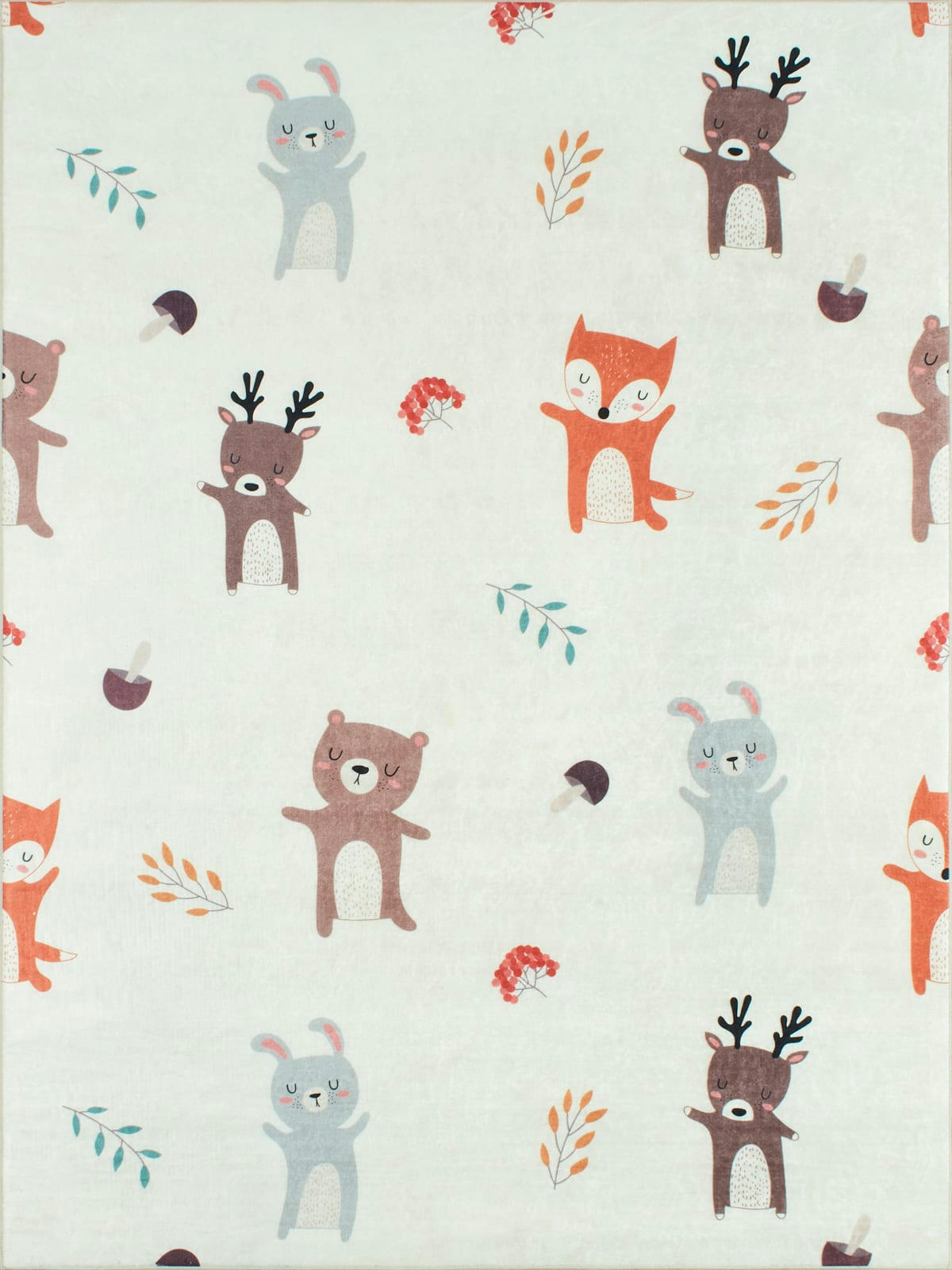 HAPPY - Tapis enfant animaux forêt 120x160