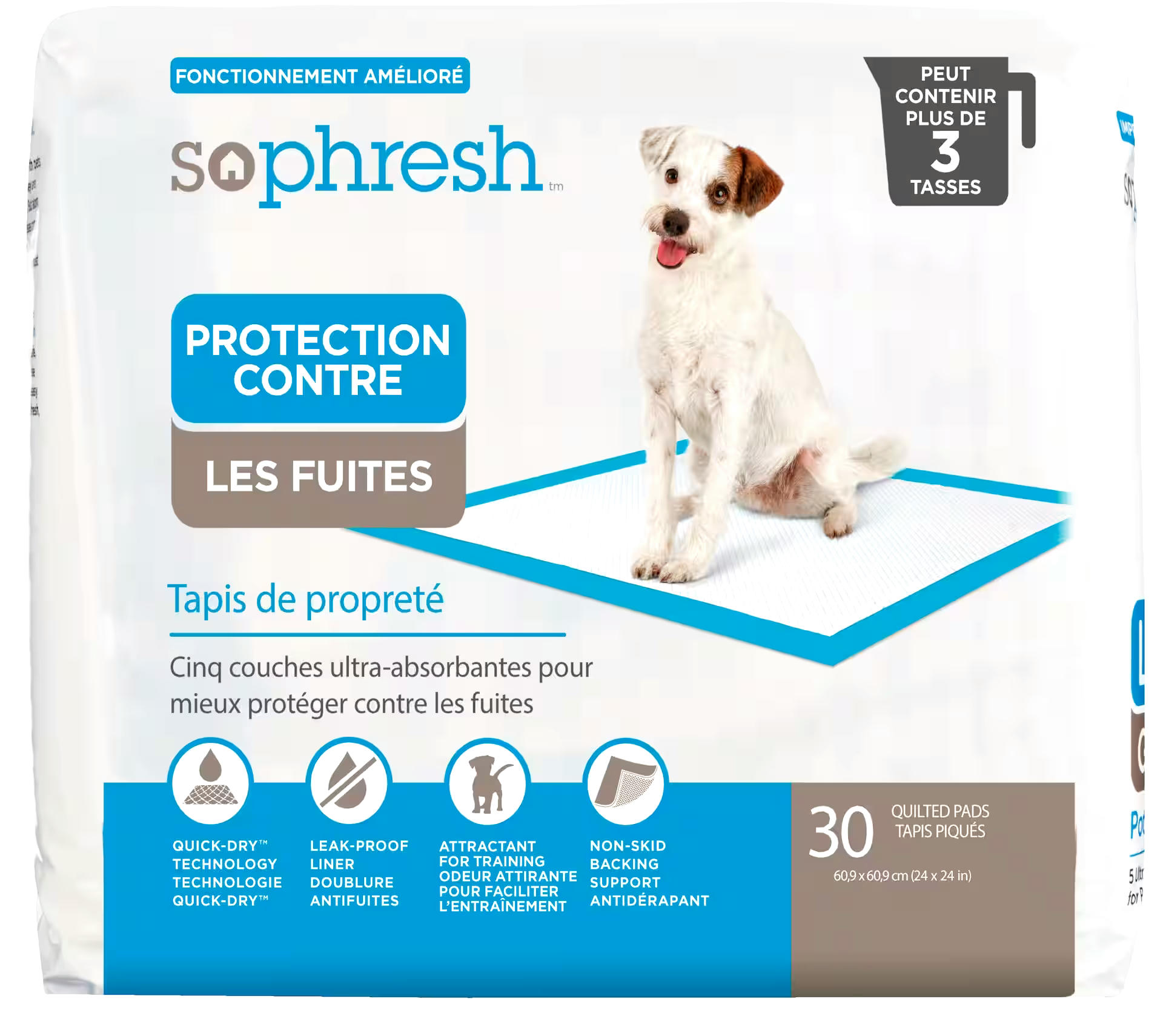 So Phresh Leak Guard Quilted Dog Training Pads, 24-in x 24-in, 30-pk