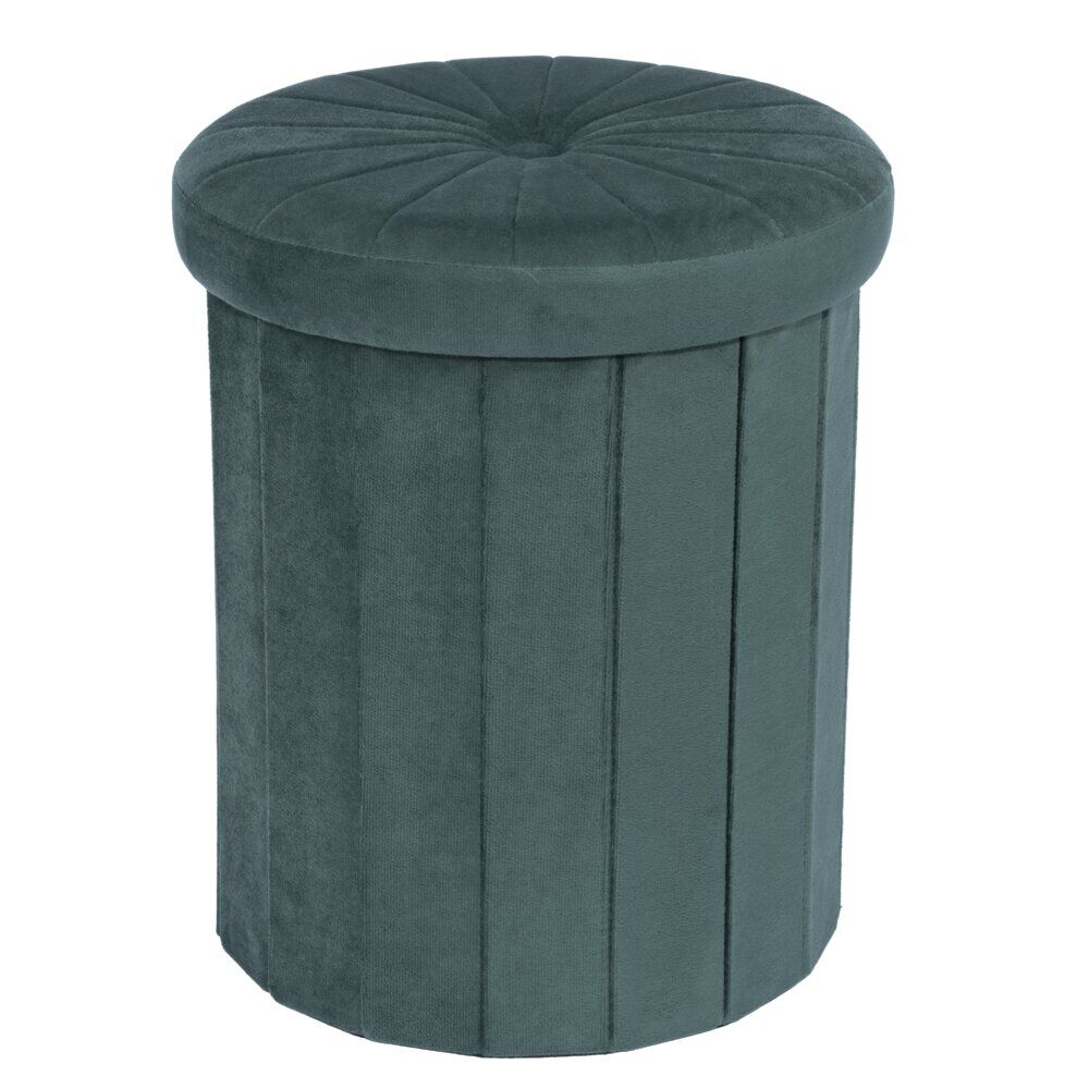 Pouf coffre rond Clara vert Ø31xH37,5cm