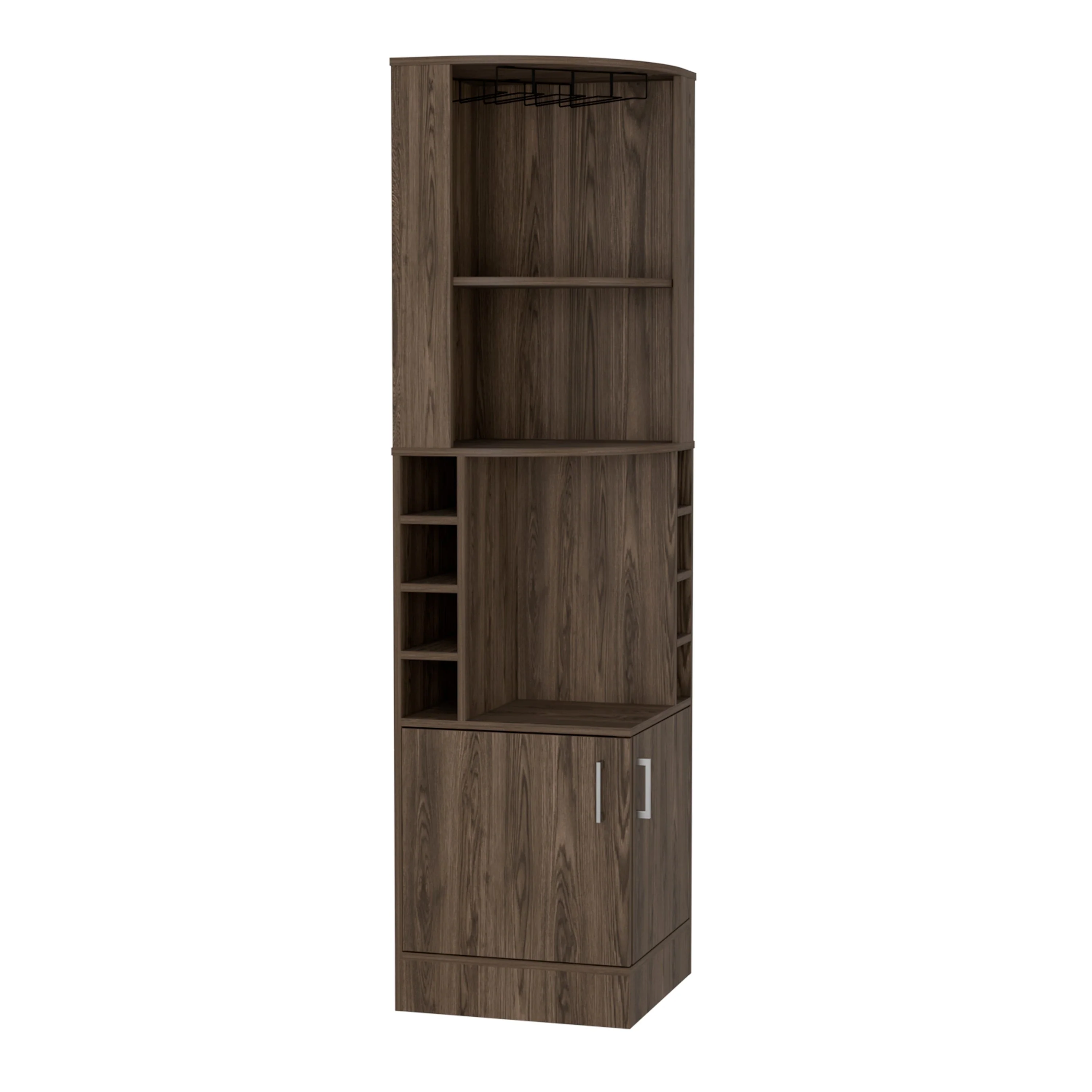 TUHOME Syrah Corner Bar Cabinet with 2-Doors and 8 Cubbies - N/A
