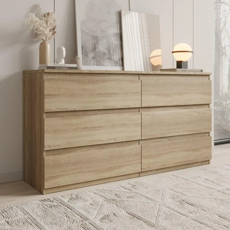 Meubella - Eskar - Ladekast - Eikenpatroon - 154x42x80 cm