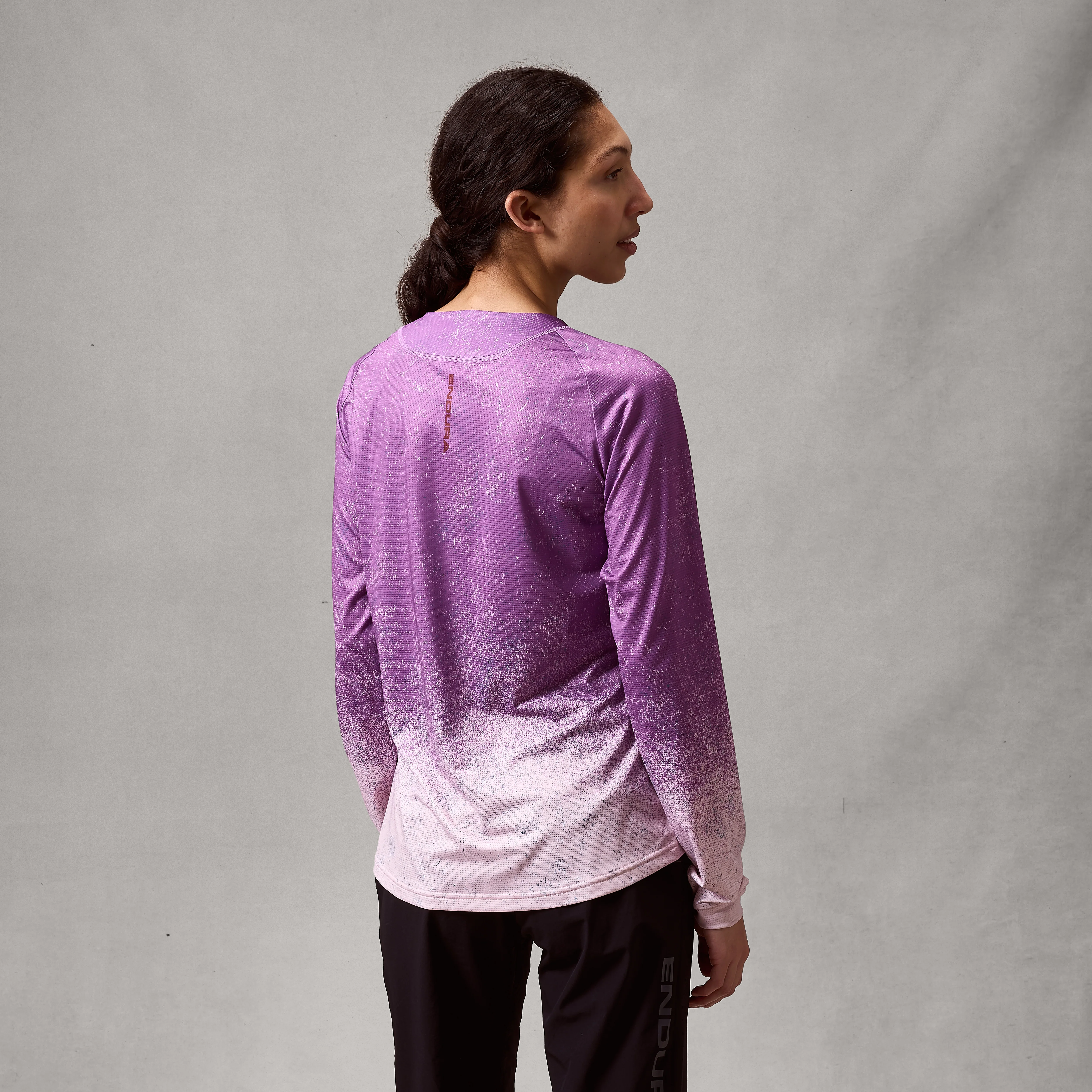 Women's SingleTrack L/S Print Tee - Endura Purple