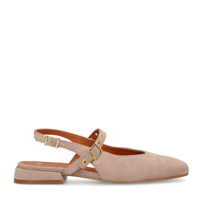 Manfield Beige suède slingbacks