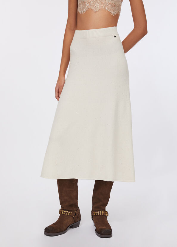 Gonna midi in maglia con paillettes