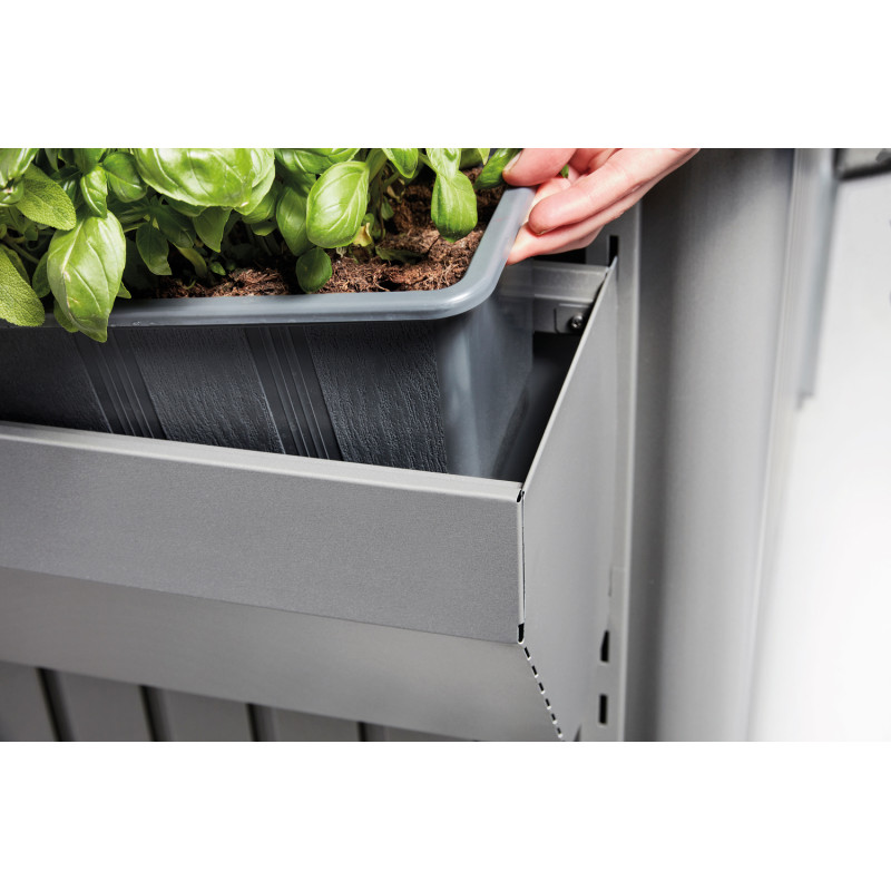 Bac à fleurs pour abri gris métallisé BIOHORT