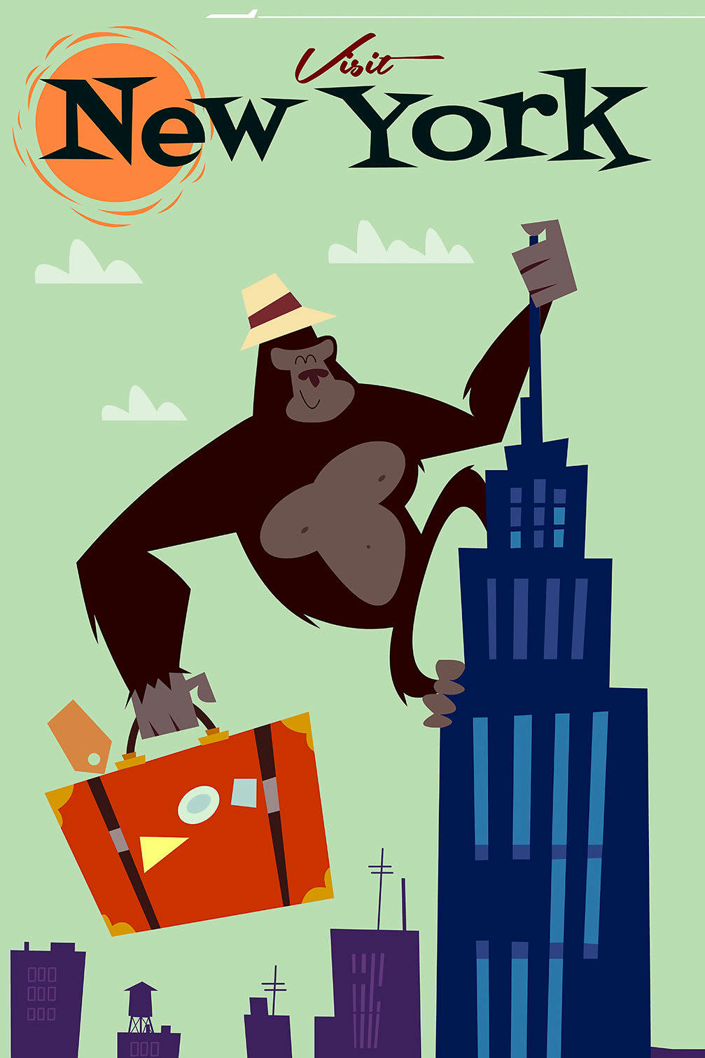 - Tableau king- kong imprimé sur toile 30x45cm