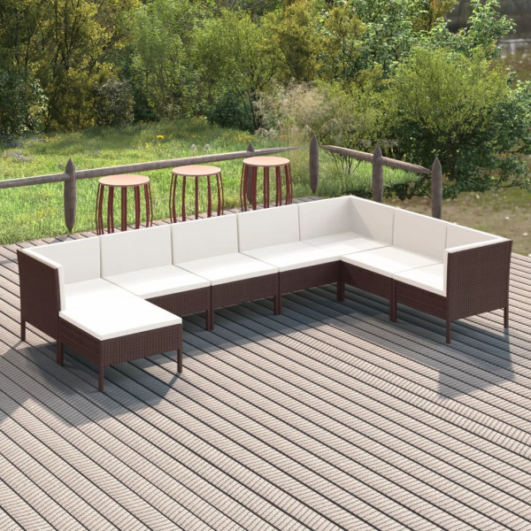 Zestaw wypoczynkowy do ogrodu Brąz Technorattan 3x narożna   4x sofa