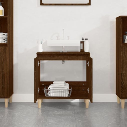 NNEVL Sink Cabinet Brown Oak 58x33x60 cm Engineered Wood