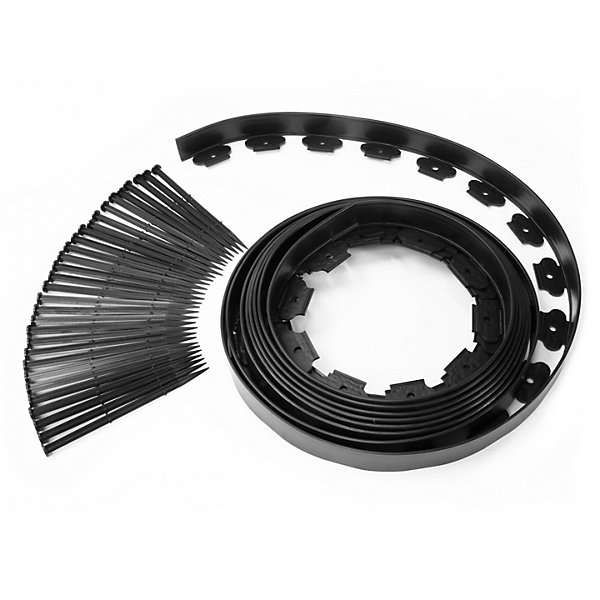 Bordurette de jardin flexible 8 M noire hauteur 12 cm   24 piquets