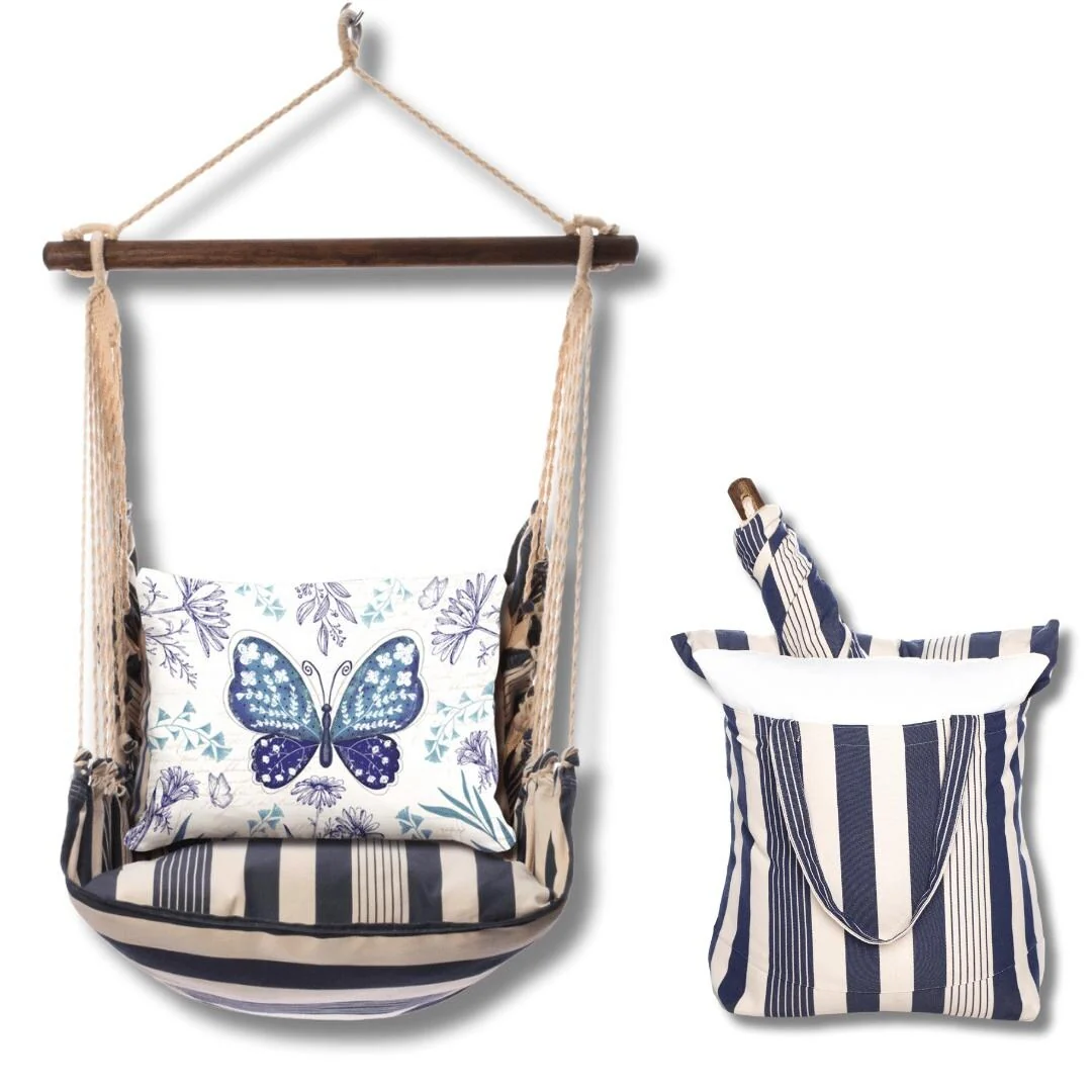 Magnolia Casual Swing Set 4 piece - Marina Stripe w/ Blue Butterfly Symphony