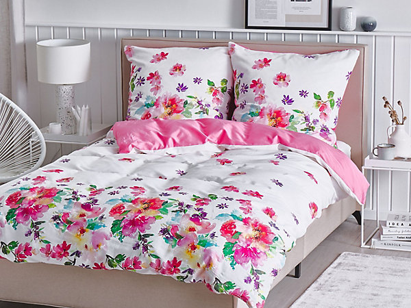 Ensemble de housses de couette LARYNHILL Satin de coton 135 x 200 cm Rose