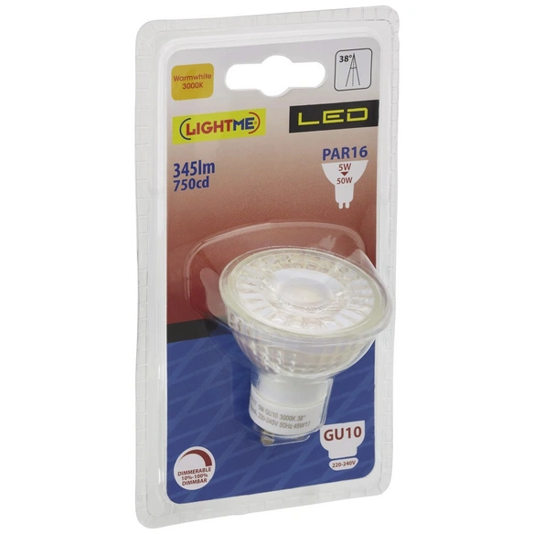 LED-Leuchtmittel, 5 W, GU10, 3000 K, warmweiß, 345 lm