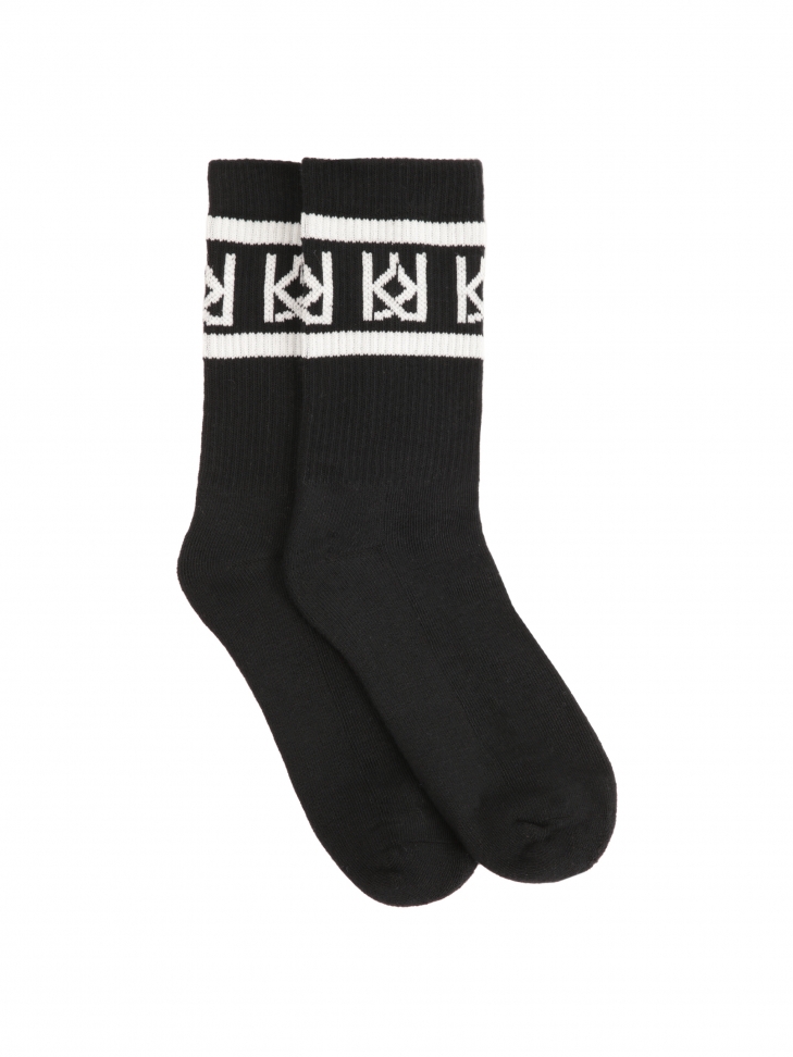 Black combed cotton socks