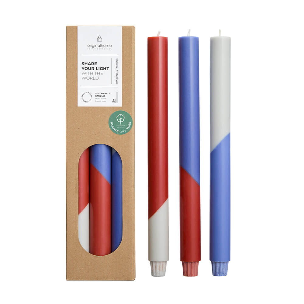 Originalhome dinerkaarsen diagonaal Harmony - 30 cm - set van 3