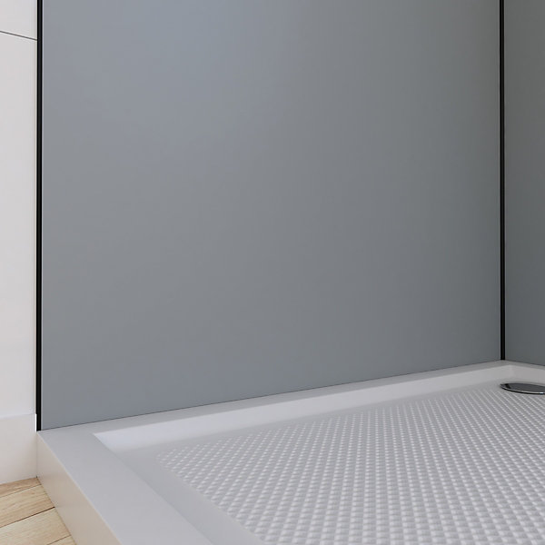 Pack de 2 panneaux muraux de salle de bains, gris avec profilés noirs, l.90 90 x H.210 x P.0,3 cm, Galedo Alucolors