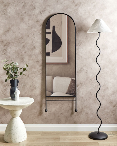 Lustro ścienne metalowe 45x145 cm czarne