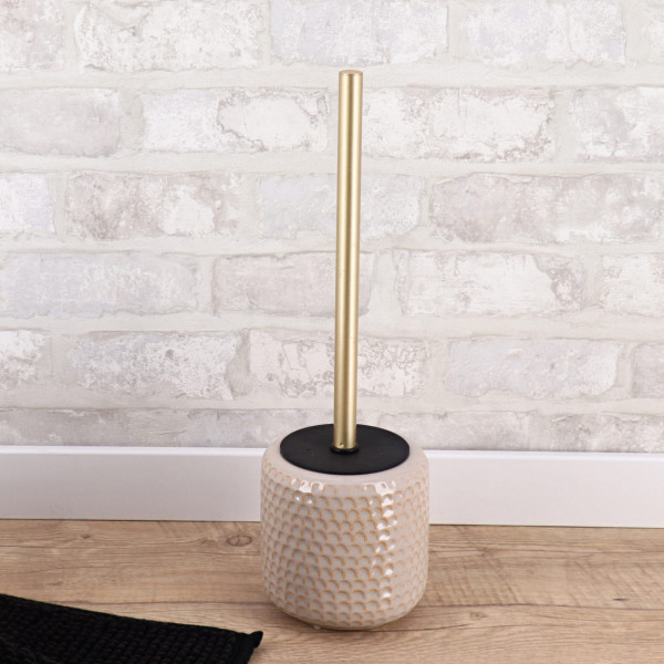 Szczotka toaletowa Nolan ceramiczna beżowa stojąca do WC