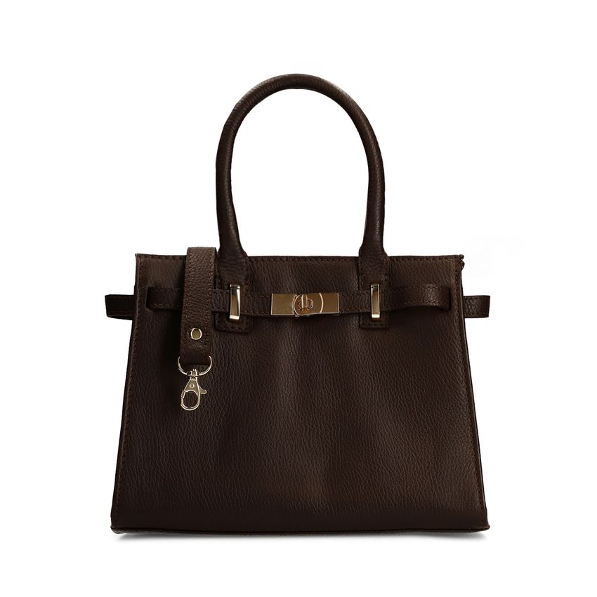 Manfield Donkerbruine leren handtas