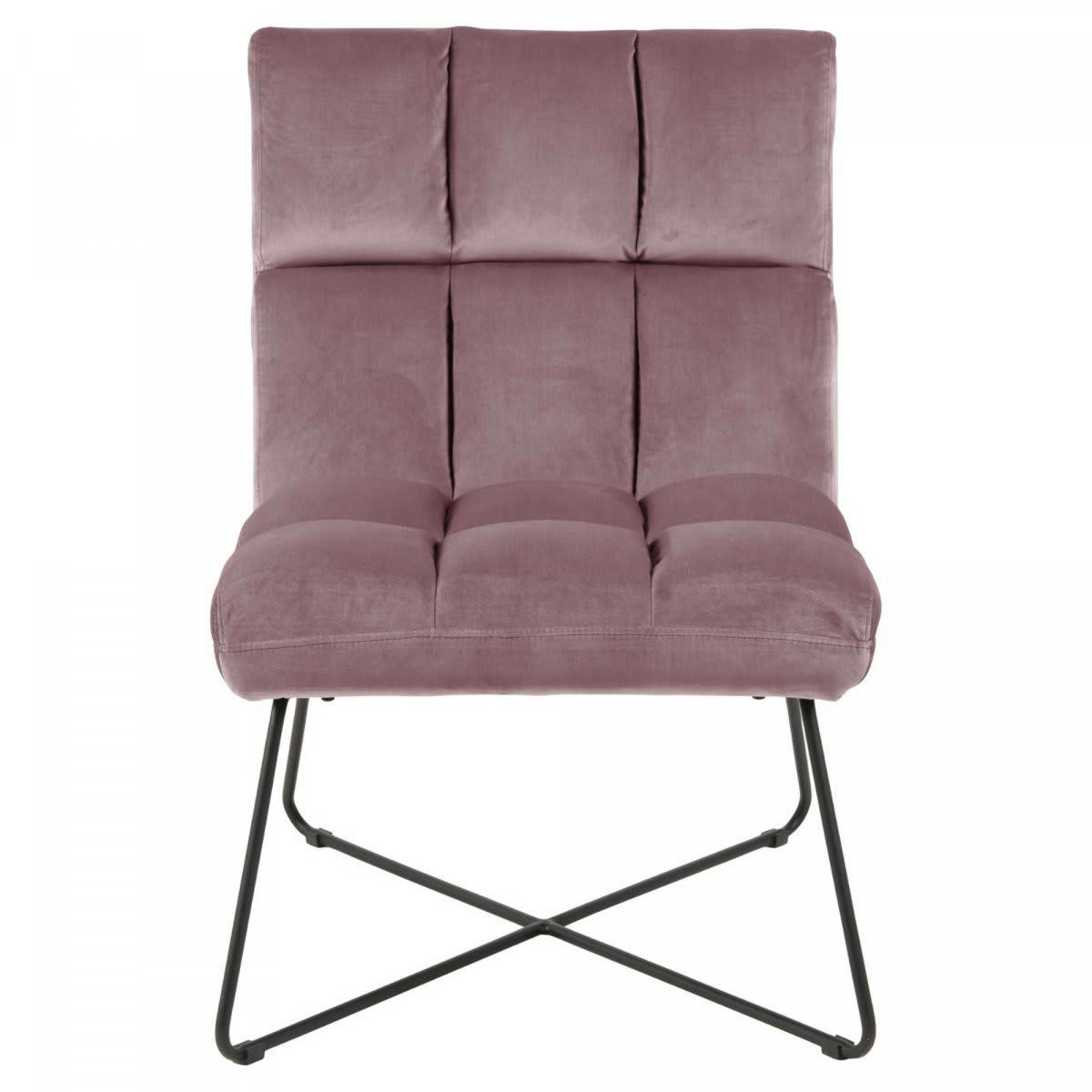 ALBATRA - Fauteuil design en velours metelassé rose