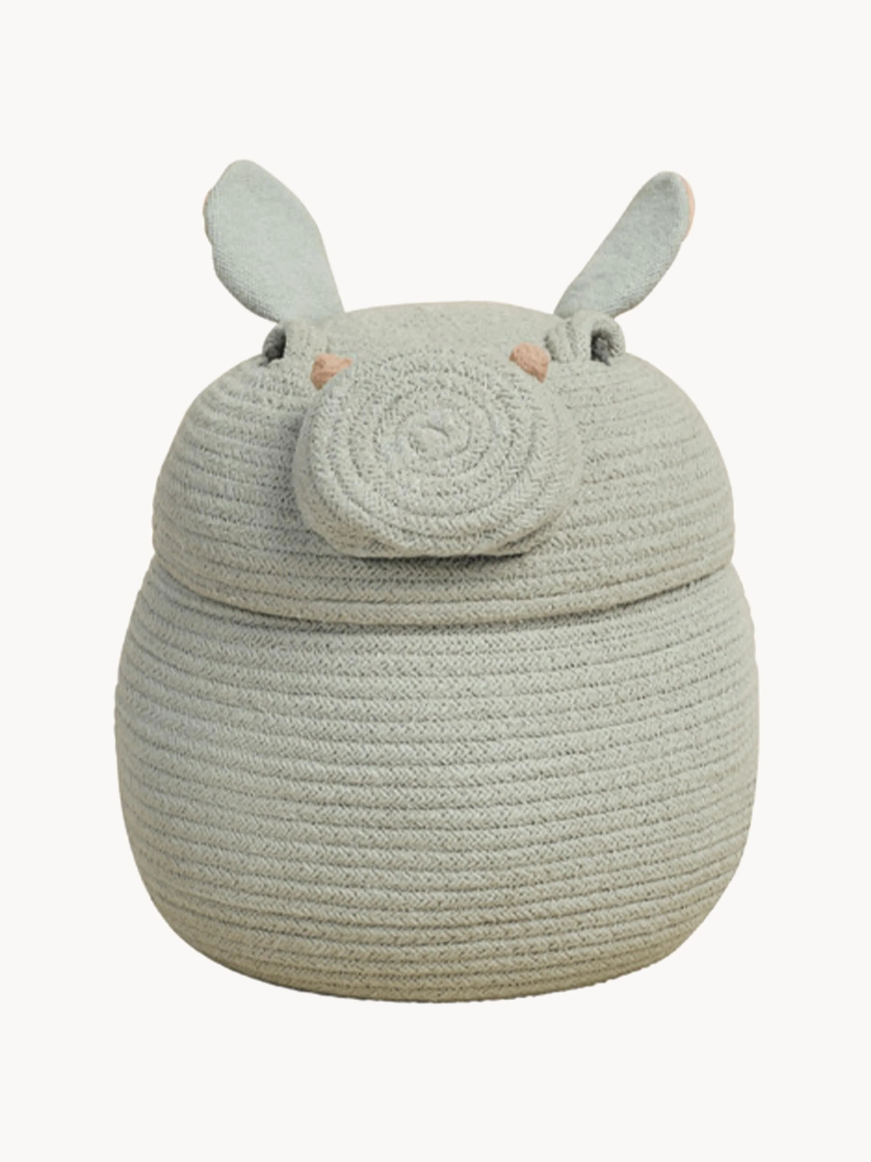 Aufbewahrungskorb Henry the Hippo mit Deckel, handgefertigt