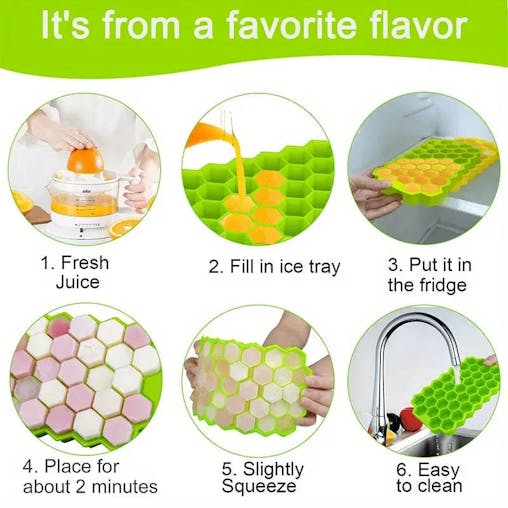 NNEOBA 2 pcs Silicone Honeycomb Ice Cube Tray with Lid