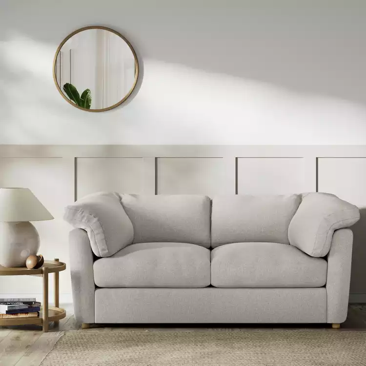 Habitat Wynn Fabric 2 Seater Sofa - Stone - Ash Leg