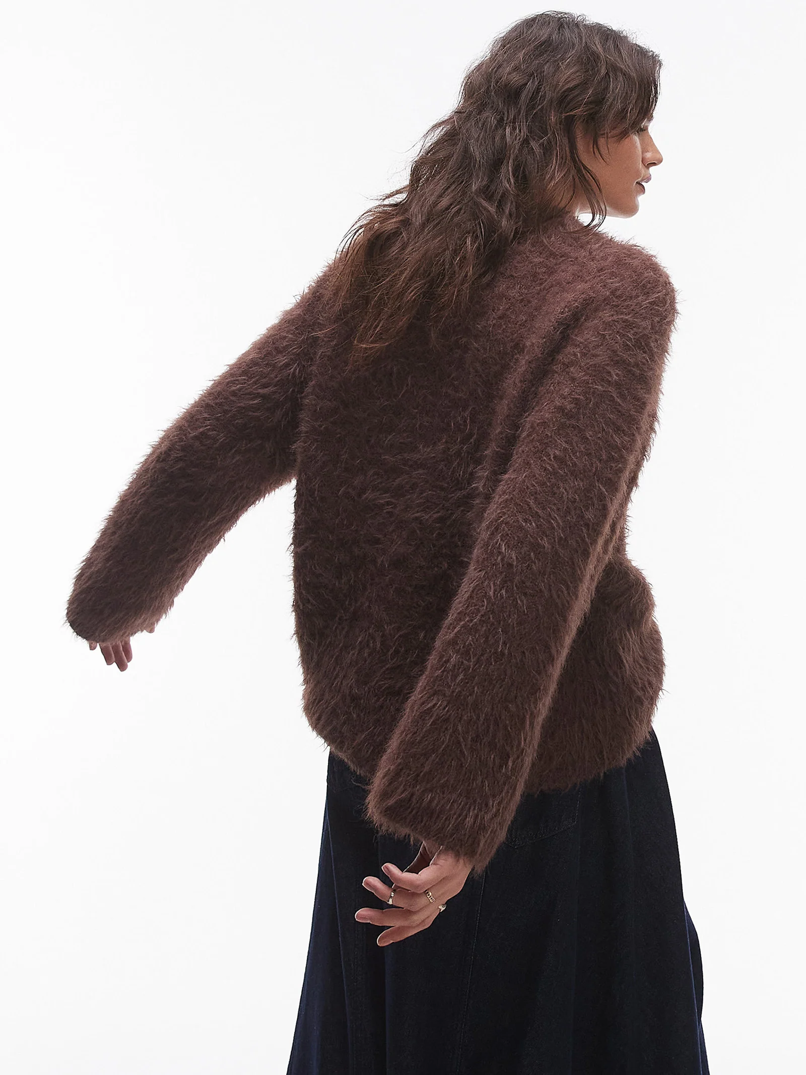 Knitted Ultra Fluffy Eyelash Slouchy Jumper